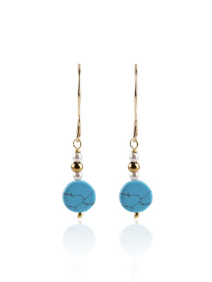 Trendy Blue Howlite Stone Dangler Earrings for Girls and Women