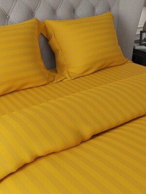Single, king, queen size ,Swaas Antimicrobial 100% Pure Cotton Sateen Striped Gold Bed sheet Set