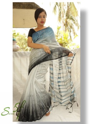 Grey, cotton silk Ikkat Style saree