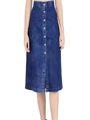 Denim Midi skirt (Royal Blue, XL)