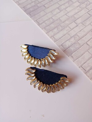 Rainvas blue semi circular sun inspired studs earrings