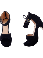 O&E High Block Heel Sandals for Women - Stylish Black Heeled Sandals with Anti-Slip Sole - Ideal for Girls and Women