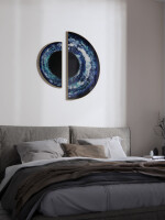Handcrafted acrylic wall painting - custom-made with resin-coated blue hue and wooden frame