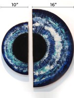Handcrafted acrylic wall painting - custom-made with resin-coated blue hue and wooden frame
