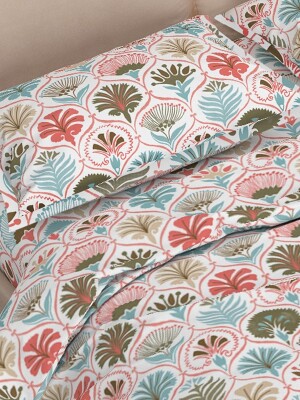 Swaas 100% Pure Cotton Folk Floral Pillow Cover