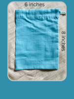Sea Green Cotton Drawstring Grocery Pouch 6”x8” - Set of 4