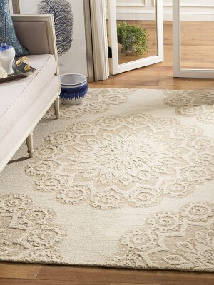 Floral Hand Tufted Rug 100% Wool Area Rug for Hall/Kitchen/Living Room/Bed Room/Dining Room/kids Room