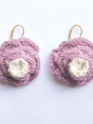 Rose handcrafted crochet earrings