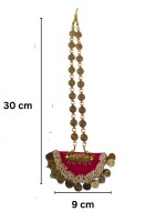 Pink and golden coin traditional necklace earrings set