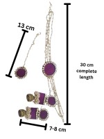 Wine purple and golden choker earrings mangtika set