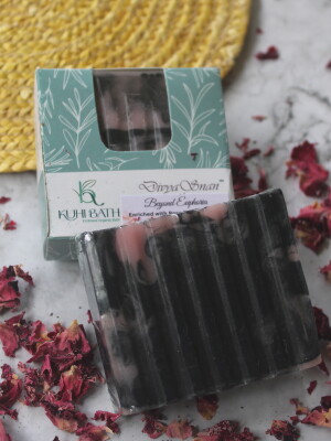 Charcoal and Rose Powder Handmade Soap with detoxifying  &  rejuvenating properties (Pack of 2)