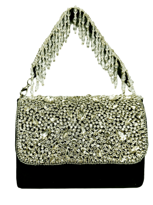 Green crystal flap bag