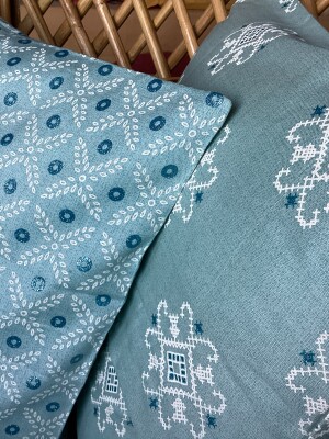 Light Blue Handloom Cotton cushion Cover - 16 x 16 inches - Set of 2