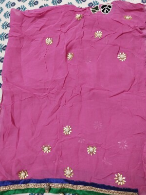ghagra style saree with blouse piece.