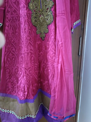 Pink Anarkali Dress With Dupatta In Pure Georgette