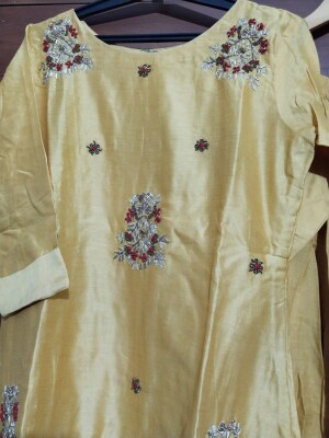 Formal Yellow Patiala suit with dhoti