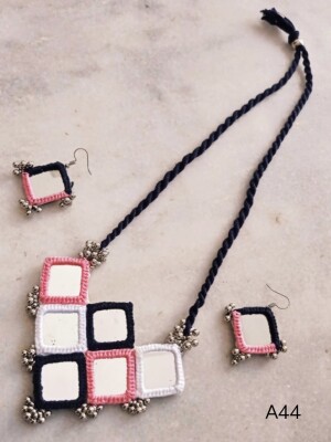 Tri-square Long Necklace Set