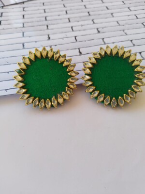 Rainvas Green kundan studs earrings for women