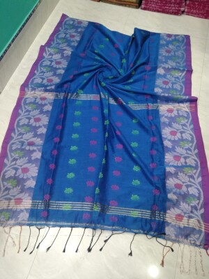 Floral border cotton silk saree