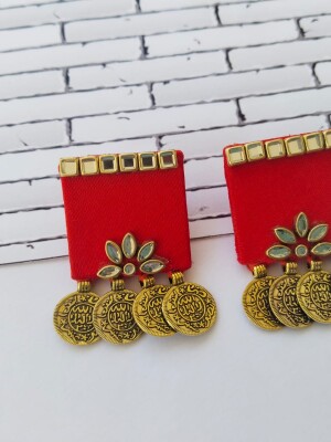 Rainvas Red earrings with golden bottom