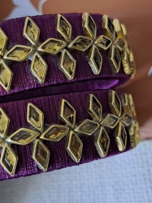Exclusive, Handmade Purple silk thread bangles with Kundan for wedding and festive season.