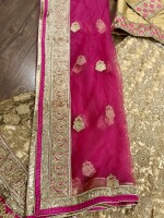 Heavy Lehenga with golden base and pink dupatta