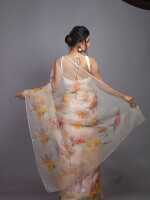 Pure silk organza hand painted saree