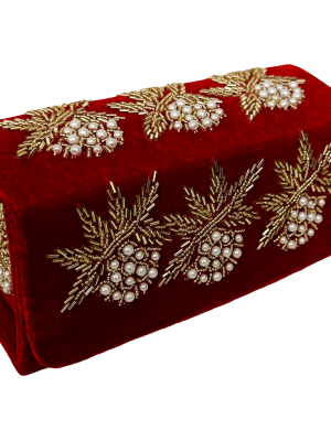 Beautiful red velvet bridal clutch