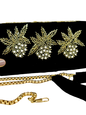 Beautiful black velvet bridal clutch