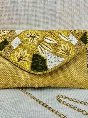 Luxurious, Ladies Jute pearl beaded Clutch