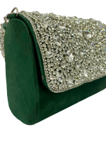 Green crystal flap bag