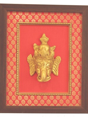 Frame brass nepali ganesh wall hanging