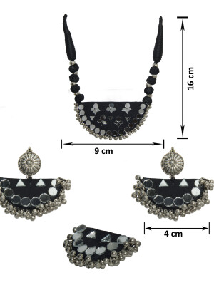 Black  Semi Circle Fabric Necklace for for Girls and Women by Divya
