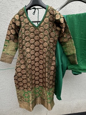 Beautiful green brocade embroidered suit , perfect for your formal Occasion.