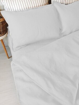 Double bed sheet,100% Pure Linen Lily White Luxury Bed Sheet Set