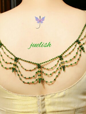 Handcrafted, Green Crystal Victorian Lace Necklace, using Green Crystals.