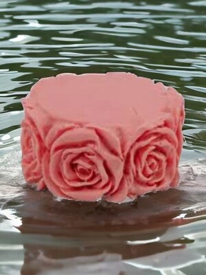 Designer Handmade Round Roses Soap - Set of 2