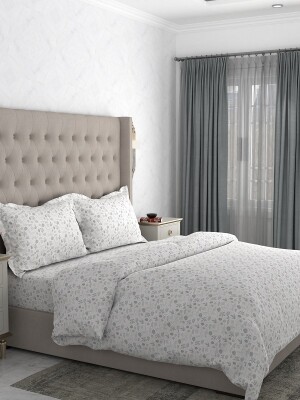 Double king size,Queen size and single ,100% Pure Cotton Pine Cone White/Grey Bedsheet Set