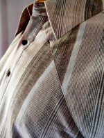 Beige striped trendy cowboy shirt style Cotton/Linen PATHANI kurta set