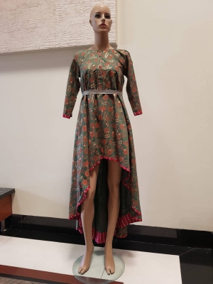Pure South Cotton High- Low Dress with Dhoti Salwar
