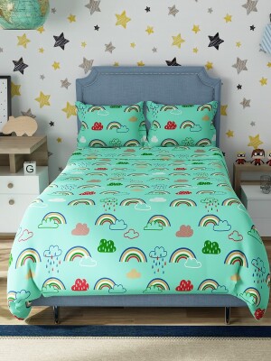 Single bed sheet , Swaas Vibgyor 100% Cotton Antimicrobial Kids Bedsheet Set