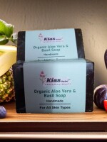 Set of 2 handmade organic aloe vera & basil soap || pack of 2 || 125 g each || gentle cleansing || herbal chemical Free