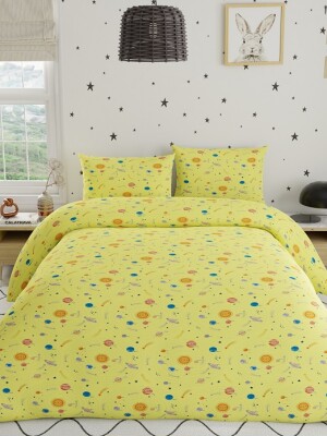 Single,queen size, Swaas Space Galaxy 100% Cotton Antimicrobial Kids Bedsheet Set