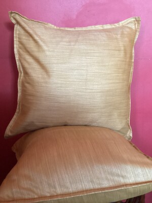 Golden plain Handloom Silk Cushion Cover - 16''x16'' Set of 2