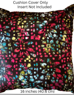 Black batik print Handloom Cotton Cushion Cover - 16''x16'' Set of 2, floral dotted geometry