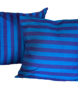 Blue Striped Handloom Cotton Cushion Cover - 16''x16'' Set of 2