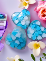 Sweet Hearts- Blue ,Handmade Glycerin Soap with Peppermint Essential Oil