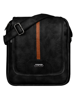 Lorem CHARCOAL BLACK Premium Leather CrossBody Bag for Men