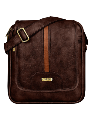 Lorem COFFEE BROWN Premium Leather Cross Body Bag For Men