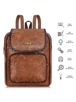 Lorem AMBER ORANGE Premium Leather Dual Tone Bagpack for Girls